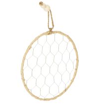 Article Anneaux décoratifs en métal et raphia, Ø 20 cm, lot de 4, décoration murale bohème, décoration de fenêtre