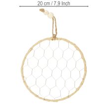 Article Anneaux décoratifs en métal et raphia, Ø 20 cm, lot de 4, décoration murale bohème, décoration de fenêtre