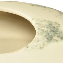 Article Coupe décorative ovale en céramique crème et vert-gris 19×14×5 cm