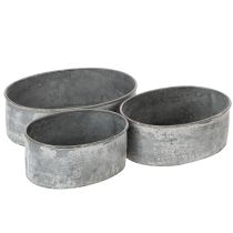 Article Set de 3 Coupelles Ovale en Métal Gris L22,5/19,5/16cm