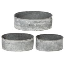 Article Set de 3 Coupelles Ovale en Métal Gris L22,5/19,5/16cm