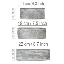 Article Set de 3 Coupelles Ovale en Métal Gris L22,5/19,5/16cm
