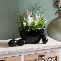 Article Bol décoratif bateau à plantes ovale noir 24x9,5cmx14,5cm