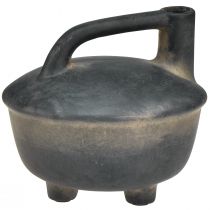 Article Vase décoratif pichet en céramique aspect antique beige anthracite 18cm