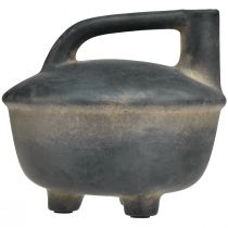 Article Vase décoratif en céramique effet antique anthracite et beige - 18 cm