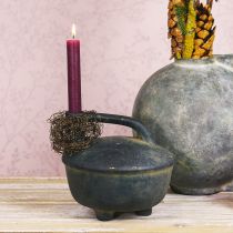 Article Vase décoratif pichet en céramique aspect antique beige anthracite 18cm