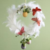 Article Coffret DIY couronne de plumes décoration de Pâques couronne de porte Pâques Ø25cm