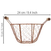 Article Panier en fil de fer, panier en métal avec anse, bois, rouille, décoratif, Ø18cm