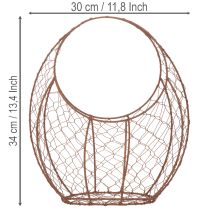Article Panier en fil de fer, jardinière en métal, décoration printanière, panier de Pâques, marron, finition rouille, H 34 cm x L 30 cm