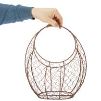 Article Panier en fil de fer, jardinière en métal, décoration printanière, panier de Pâques, marron, finition rouille, H 34 cm x L 30 cm