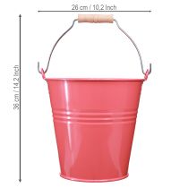 Article Pot de fleurs décoratif en métal rose, seau, 26 x 22,5 x 23 cm, 6 l
