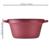 Article Seau en métal avec poignées, bac décoratif pour plantation, rouge, Ø 20,5 cm, H 10,5 cm