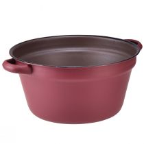 Article Seau avec anses bac décoratif métal pour plantation rouge Ø20,5cm H10,5cm