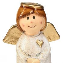 Article Duo d’Anges en Céramique Crème et Doré – Décoration de 8,6 cm – Lot de 2
