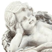 Article Figurine décorative ange couché décoration funéraire polyrésine grise 22cm