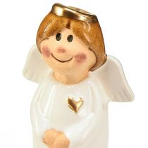 Article Adorable ange en céramique aux accents dorés blanc 7 cm - idée cadeau et décoration amoureuse - 6 pcs