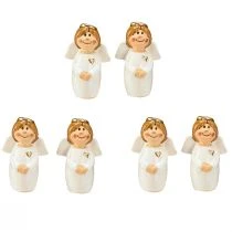Article Figurine ange en céramique blanche avec détails dorés - 7 cm