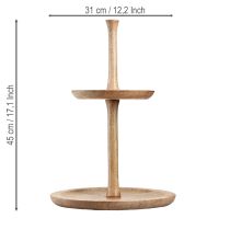 Article Présentoir à gâteaux décoration bois 2 étages naturel rond Ø31/20cm H45cm