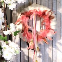 Article Couronne de plumes en décoration de plumes de faisan en rose Ø20cm 3 pièces