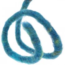 Cordon de feutre avec fil de laine polaire bleu 20m