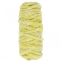Cordon feutre avec cordon laine jaune pastel 20m