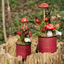 Article Champignons vénéneux sur bâton, rouges, 5,5 cm - champignons d&#39;automne décoratifs pour le jardin et la maison, 6 pièces