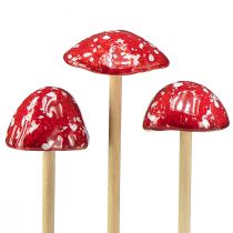 Article Champignons vénéneux sur bâton, rouges, 5,5 cm - champignons d&#39;automne décoratifs pour le jardin et la maison, 6 pièces