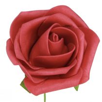 Article Rose en mousse Roses artificielles rouges en mousse 7,5 cm 18 pcs