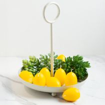 Article Bol décoratif en métal avec anse, idéal pour un salon moderne et la décoration de table (31 cm).