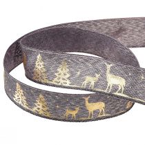 Article Ruban cadeau lavande or cerf de Noël 25mm 15m