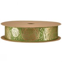 Article Ruban cadeau avec roses dorées Ruban bijoux vert 25mm 15m