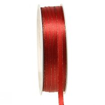 Article Ruban cadeau de Noël en satin rouge doré, largeur 6 mm, longueur 50 m