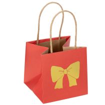 Article Sac cadeau en papier avec motif nœud, 12 cm, rouge et or, lot de 8