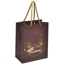 Article Sac cadeau bois de Noël marron/doré 18x10x23cm 2pcs