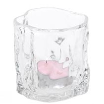 Article Photophore décoratif en verre petit bougeoir en verre Ø8cm H7,5cm 2pcs
