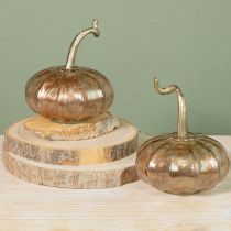 Article Décoration de table citrouille en verre, citrouille d'automne, verre et métal, 14 cm de haut, 2 pièces