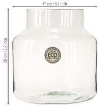 Article Vase rond en verre, grand format, 100 % verre recyclé, H20, Ø17 cm