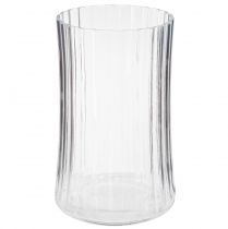 Article Vases en verre vases décoratifs décor rainures claires Ø12cm H19cm 2pcs