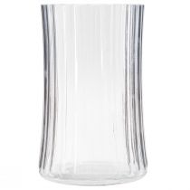Article Vases en verre vases décoratifs décor rainures claires Ø12cm H19cm 2pcs