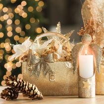 Article Lot de 4 nœuds décoratifs à paillettes or avec clip 11 cm