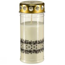 Article Bordure bougie funéraire blanc or noir Ø7cm H18cm 77h