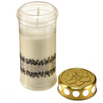 Article Bordure bougie funéraire blanc or noir Ø7cm H18cm 77h