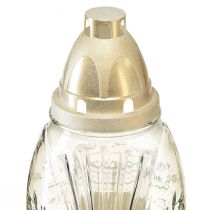 Article Vase funéraire en verre lanterne funéraire rétro clair blanc doré Ø11cm H26,5cm