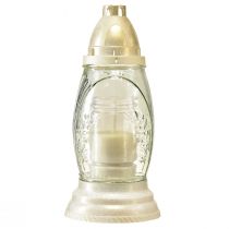 Article Vase funéraire en verre lanterne funéraire rétro clair blanc doré Ø11cm H26,5cm