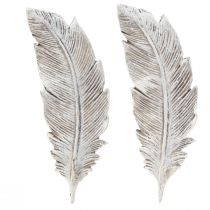 Article Décoration funéraire plume gris blanc décoration funéraire polyrésine 15,5cm 4 pcs