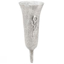 Vase funéraire vase gris à coller avec motif calla H32,5cm