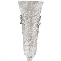 Article Vase à piquer gris motif roses en résine, 26 cm, lot de 2