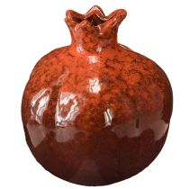 Article Vase décoratif grenade en céramique rouge marron Ø10,5cm H12cm