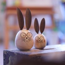 Article Figurine décorative de lapin en forme d'œuf, idéale pour le printemps et les décorations saisonnières, 14 cm, lot de 3.