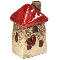 Article Set de 6 petites maisons en céramique avec toit rouge – Décoration intérieure et créative – 6 cm